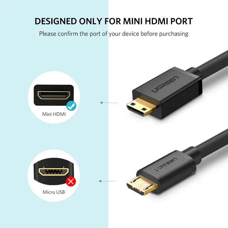 UGREEN-minicable HDMI a HDM, adaptador macho a hembra, 4K, para videocámara Raspberry Pi ZeroW, portátil - imagen 5