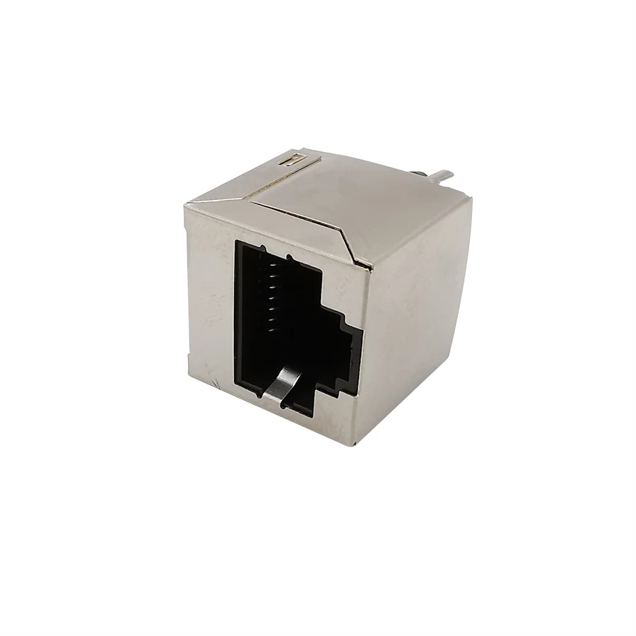 Conector de Cable de red Ethernet RJ45 8P8C, conector hembra de carcasa de Metal, interfaz de placa de montaje PCB, RJ-45 de 8 pines