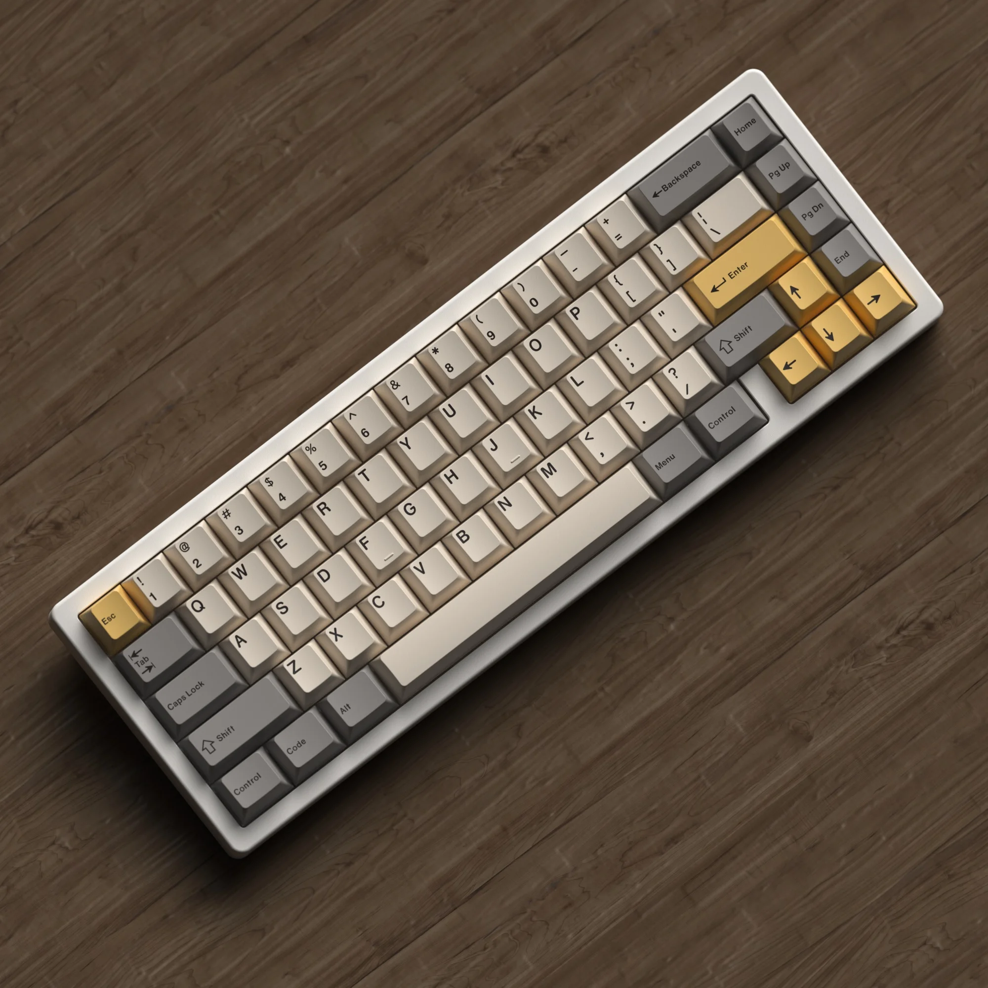 Teclas personalizadas para teclado mecánico, teclas de doble disparo, perfil de cereza, PBT japonés, gris leche del desierto, amarillo, GH60, GK64, RK87 - imagen 3