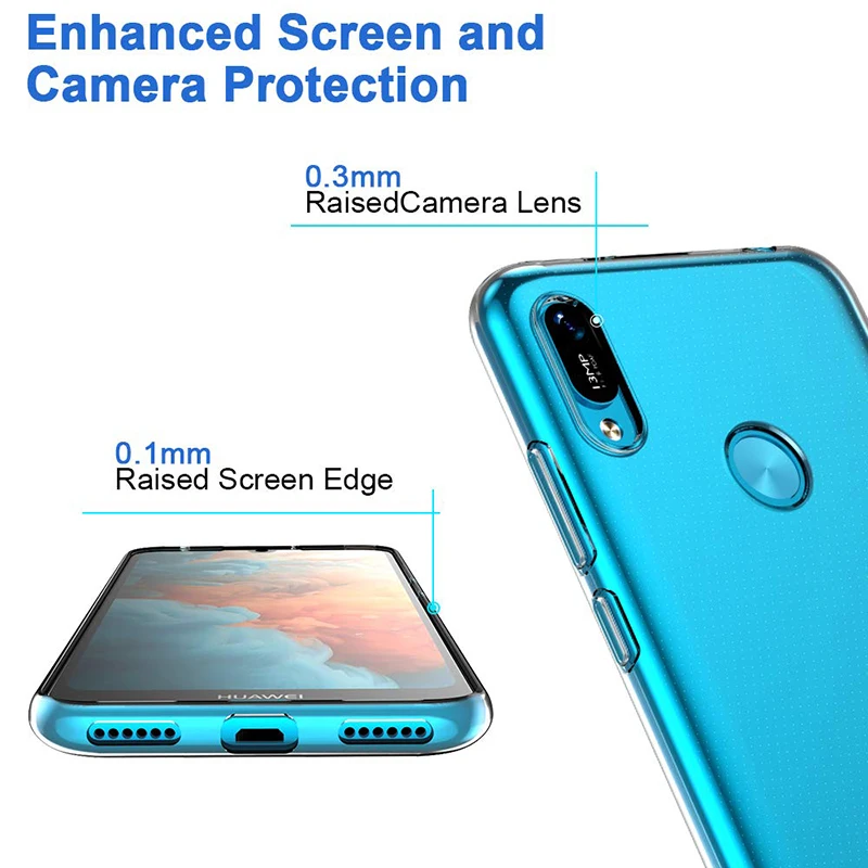 Fundas transparentes para teléfono móvil Huawei Y6/Y6 Pro/Y6 Prime 2019, funda trasera de silicona transparente suave TPU Y6Pro Y6Prime - imagen 4