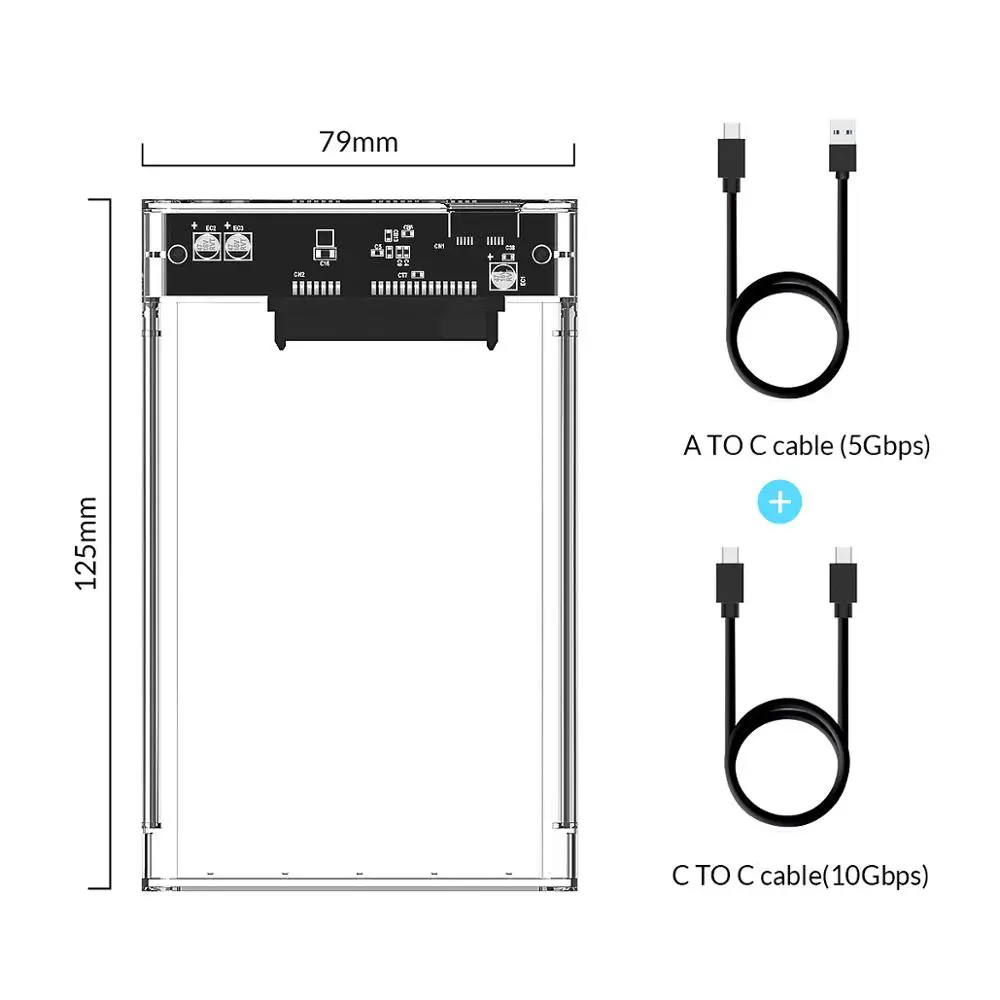 ORICO-carcasa transparente tipo C para disco duro, carcasa para HDD de 2,5 pulgadas, USB3.1, Gen2, 10gbps, compatible con protocolo UASP con Cable tipo C a C - imagen 4