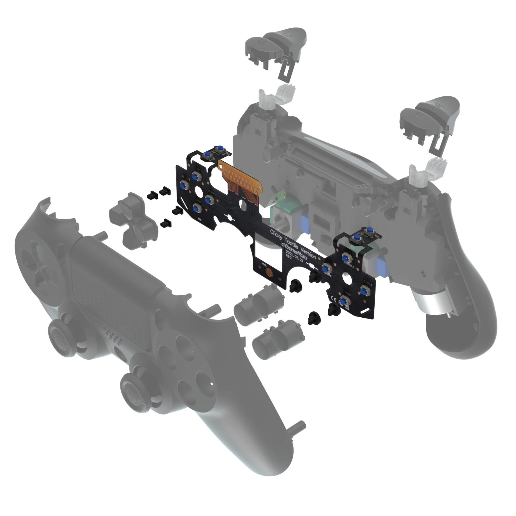 Kit de Clicky de tacto completo eXtremeRate, botones Dpad faciales, Cable flexible de parada de flash, Kit de clic de ratón para controlador ps4 CUH-ZCT2 - imagen 5