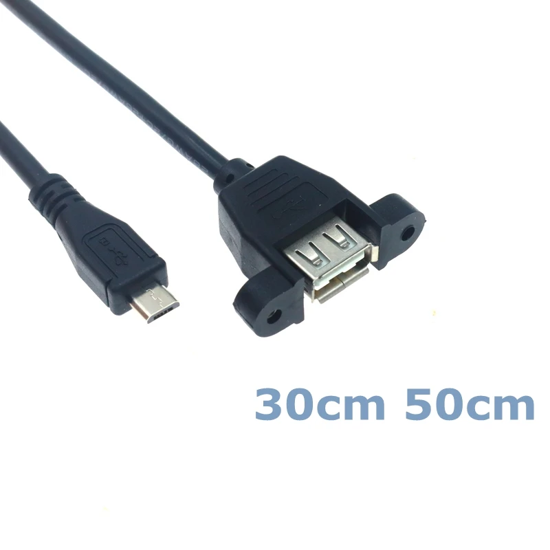 Cable OTG Micro USB macho a USB 0,3 para teléfono móvil, Cable de agujero de Tornillo de montaje de Panel de cinta maestra, adaptador de Host de ordenador, 0,5 m, 2,0 m - imagen 2