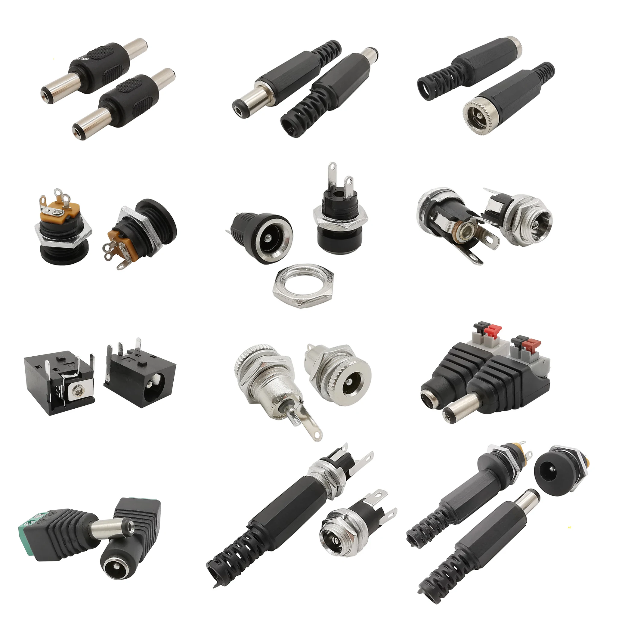 Conectores de CC de 5,5x2,1mm, conector macho y hembra, tuerca de enchufe, adaptador de corriente de CC de 2,1x5,5 DC-022, 5/10 piezas, DC-022B