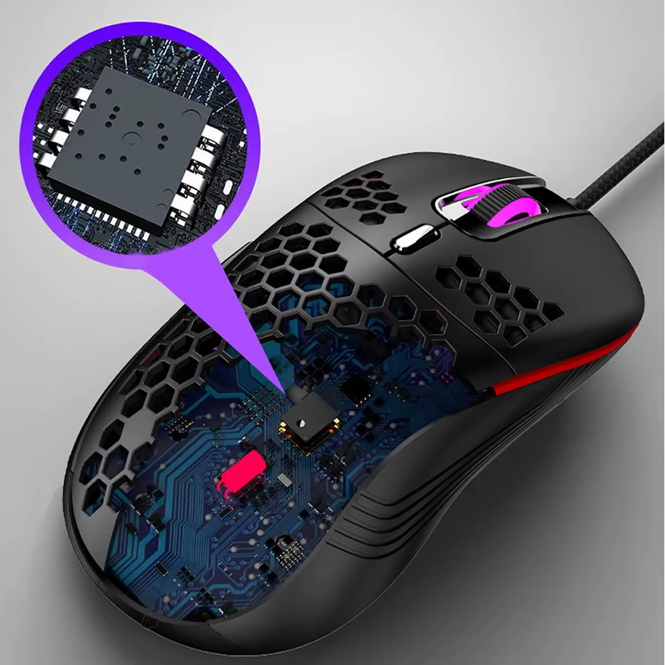 Ratón Gaming RGB Ergonómico Panal de Abeja 7200 DPI Cable Tejido - imagen 5