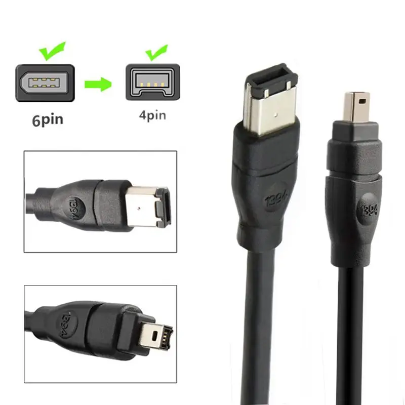 ILink-Cable adaptador de alta velocidad, 400Mbps, 4 P, 4 pines a 6 pines, IEEE 1394, 4 pines a 6 pines, color negro, 1,8 m, 3m, 4,5 m
