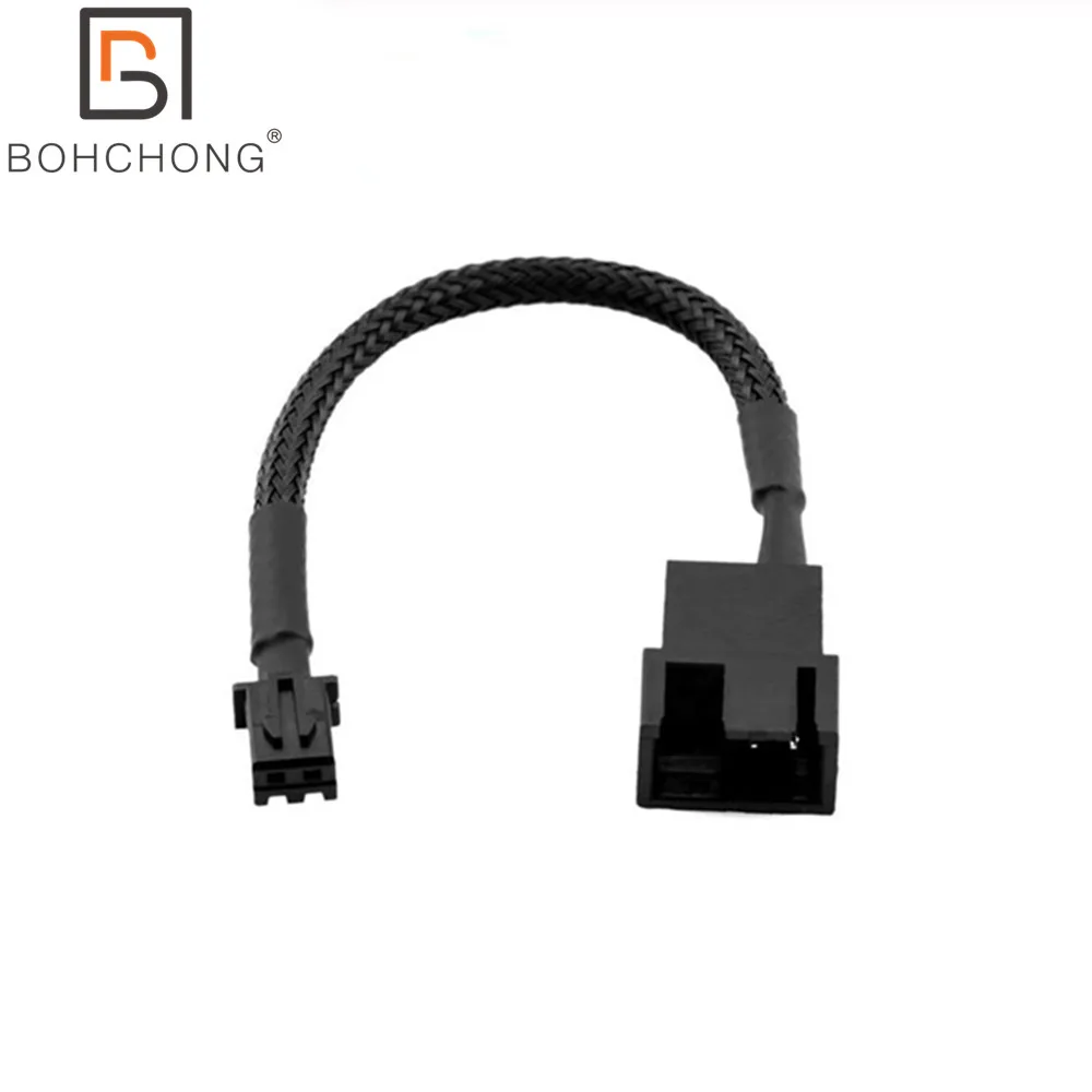 Cable adaptador de ventilador gráfico de 2 pines para ventilador de placa base GPU de 4 pines/tarjeta PWM, Compatible con manga negra de 3 pines y 4 pines, lote de 2 unidades