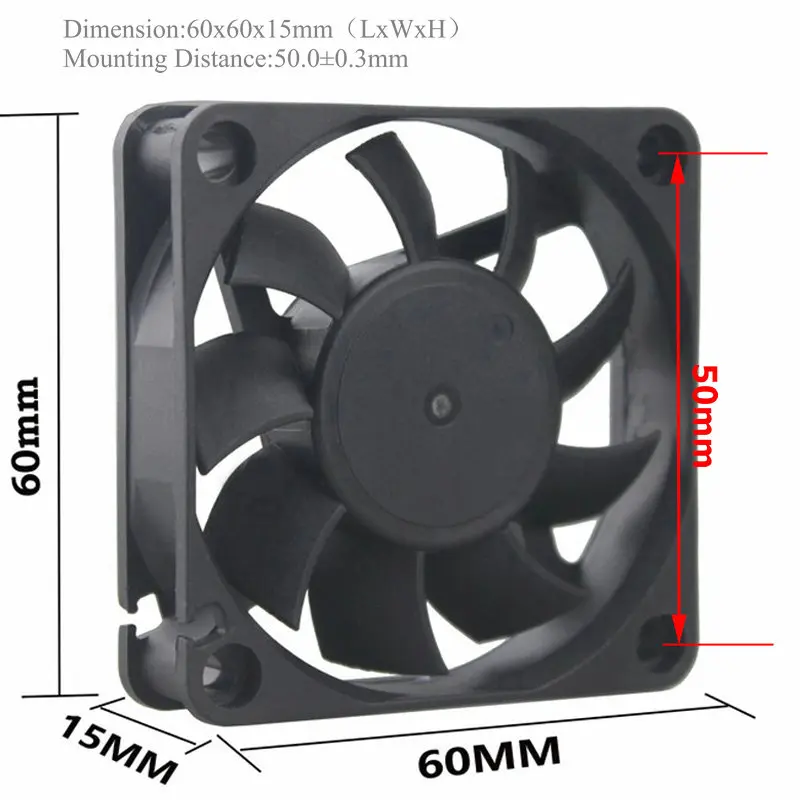 5 piezas LOTE Gdstime 6015 60 mm 6 cm 60x15 mm DC 12 V 3 pines ventilador de refrigeración sin escobillas - imagen 4