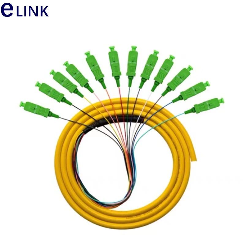Coletas de fibra óptica 12 paquete SC/APC 0,9mm SM 1m 1,5 m 1,2mm coleta de color de fibra óptica OS1 OS2 envío gratis ELINK