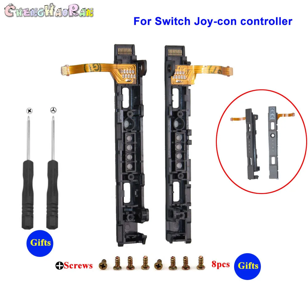 Deslizador de plástico derecho e izquierdo para Nintendo Switch, conjunto de riel controlador Joy-con Original con tornillos de Cable flexible, 1 Juego - imagen 2