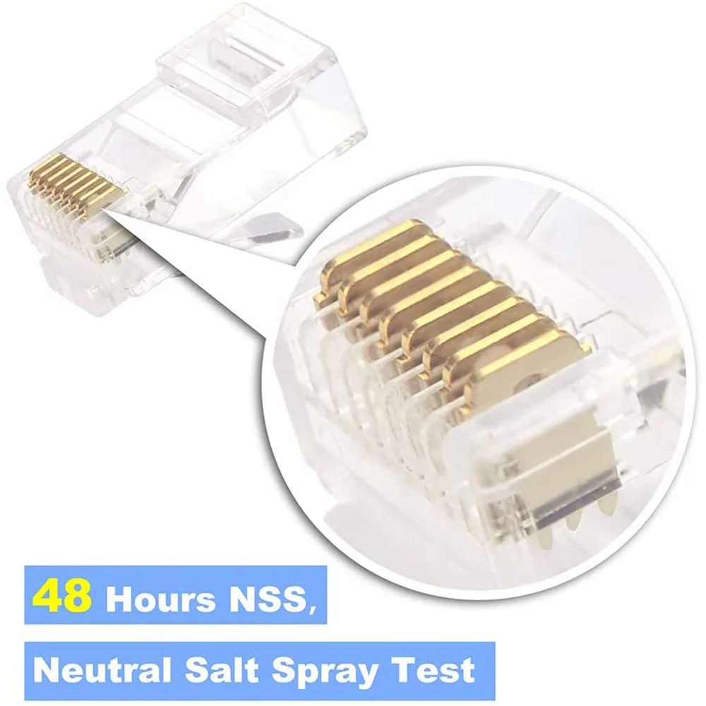 Conector de Cable de red RJ45, Conector de paso Modular CAT6 RJ45, accesorios 8P8C de fuerte plasticidad, 100 piezas - imagen 2