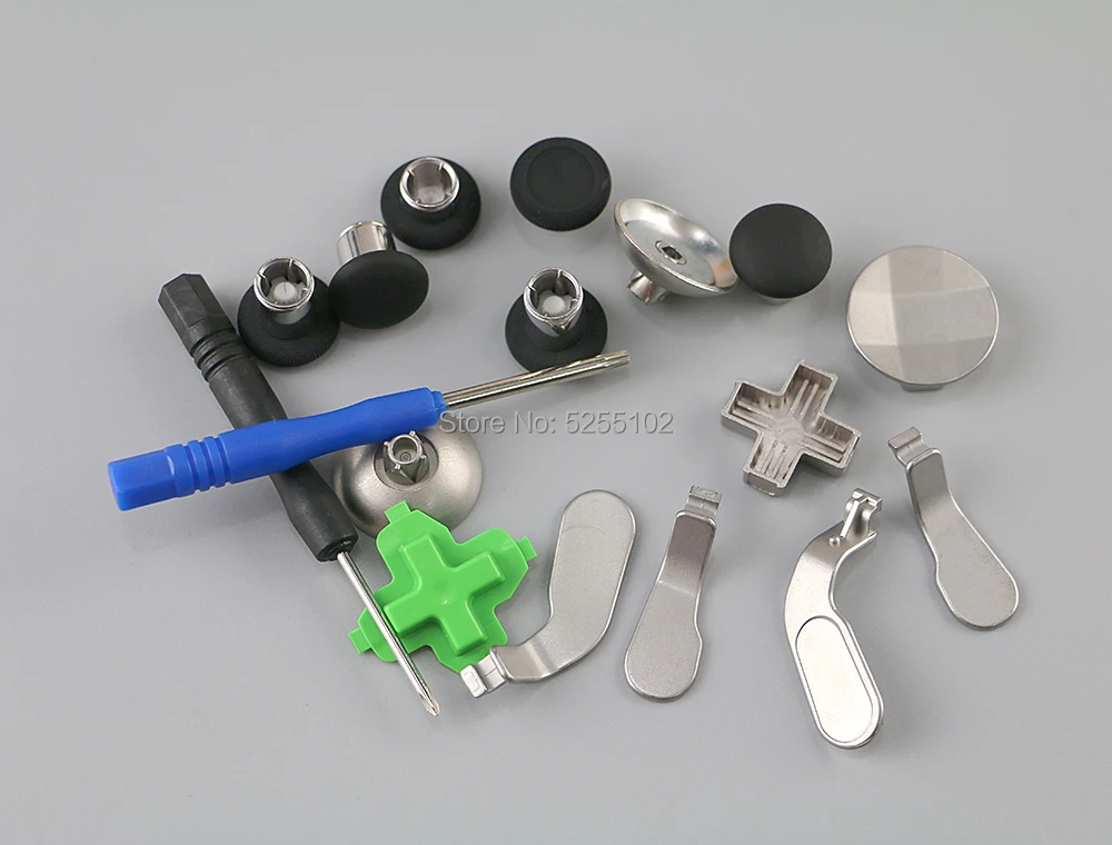 1 Juego de tapa analógica de Metal, destornillador de botón, tecla cruzada, almohadilla D, tapa de palanca de mando de Metal de aluminio, tapa de Joystick para controlador XBOXONE Elite - imagen 2