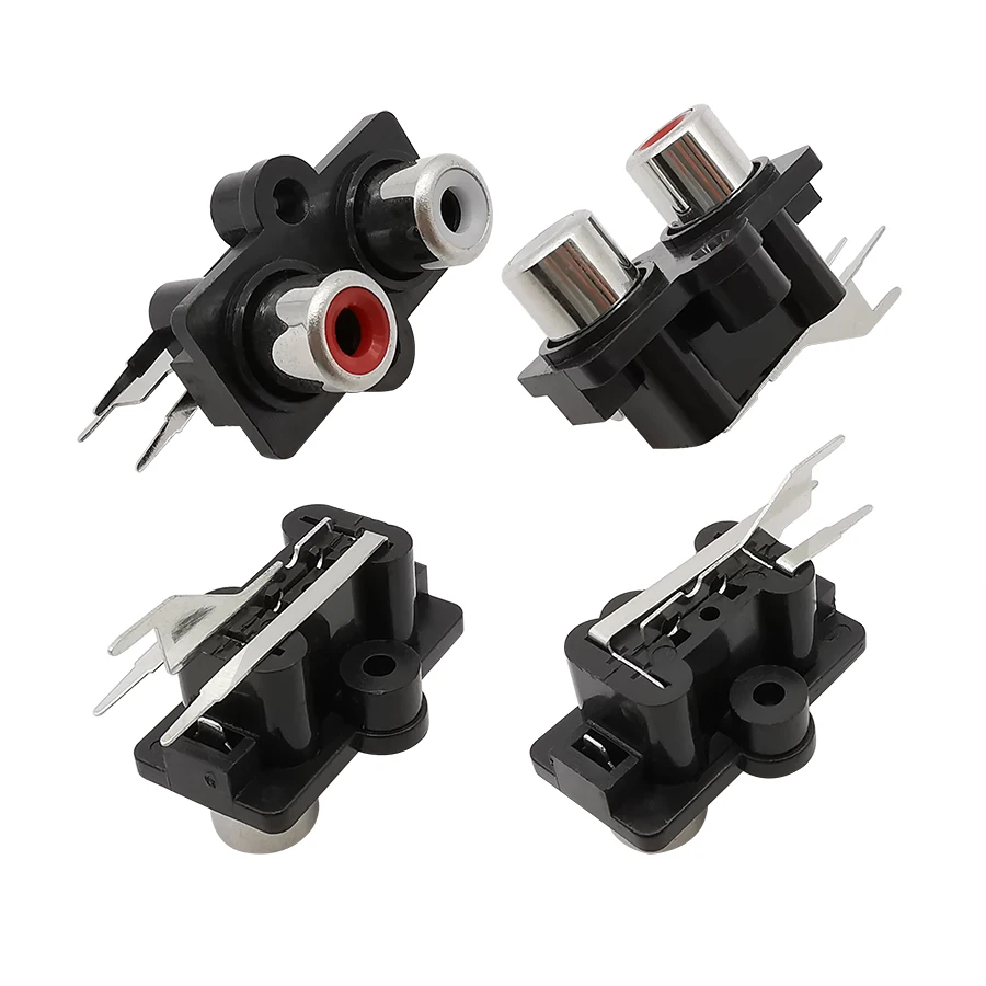 5 uds 2 agujeros 4 agujeros 6 agujeros RCA hembra conector de entrada de Audio y vídeo AV Jack Lotus Row interfaz de amplificador montaje PCB - imagen 2