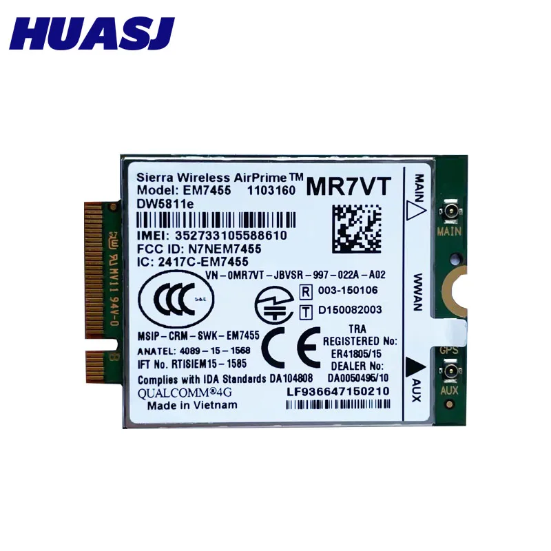 HUASJ Sierra inalámbrico Airprime EM7455 DW5811e CAT6 4G módulo para DELL E7270 E7470 E7370 E5570 E5470 inalámbrico FDD/TDD Gobi6000 - imagen 2