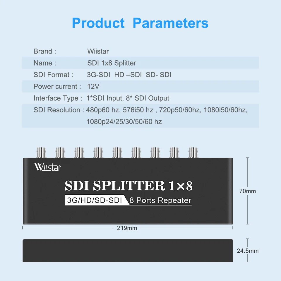 Adaptador extensor SDI divisor Multimedia 1x8 compatible con SD-SDI, HD-SDI y distribución de vídeo de TV 3G-SD a 8 salidas SDI simultáneas - imagen 3