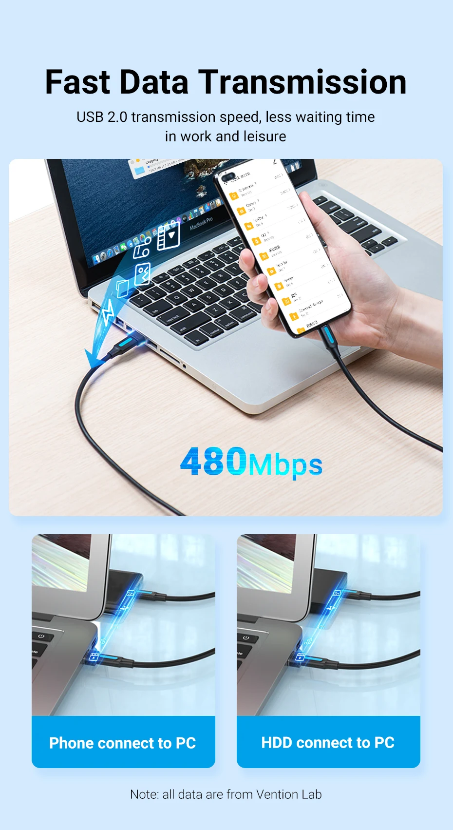 Adaptador Vention - Transmisión de datos rápida