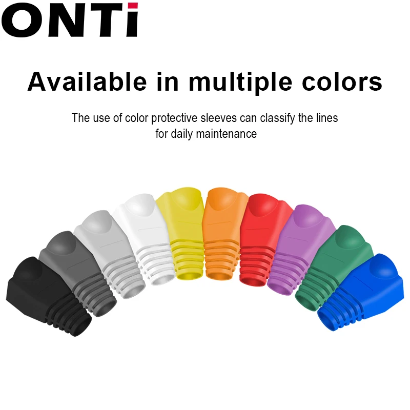 Conectores de cable de red ONTi-Ethernet, funda protectora, tapa multicolor, tapas RJ45, RJ-45, CAT6, CAT5e - imagen 2