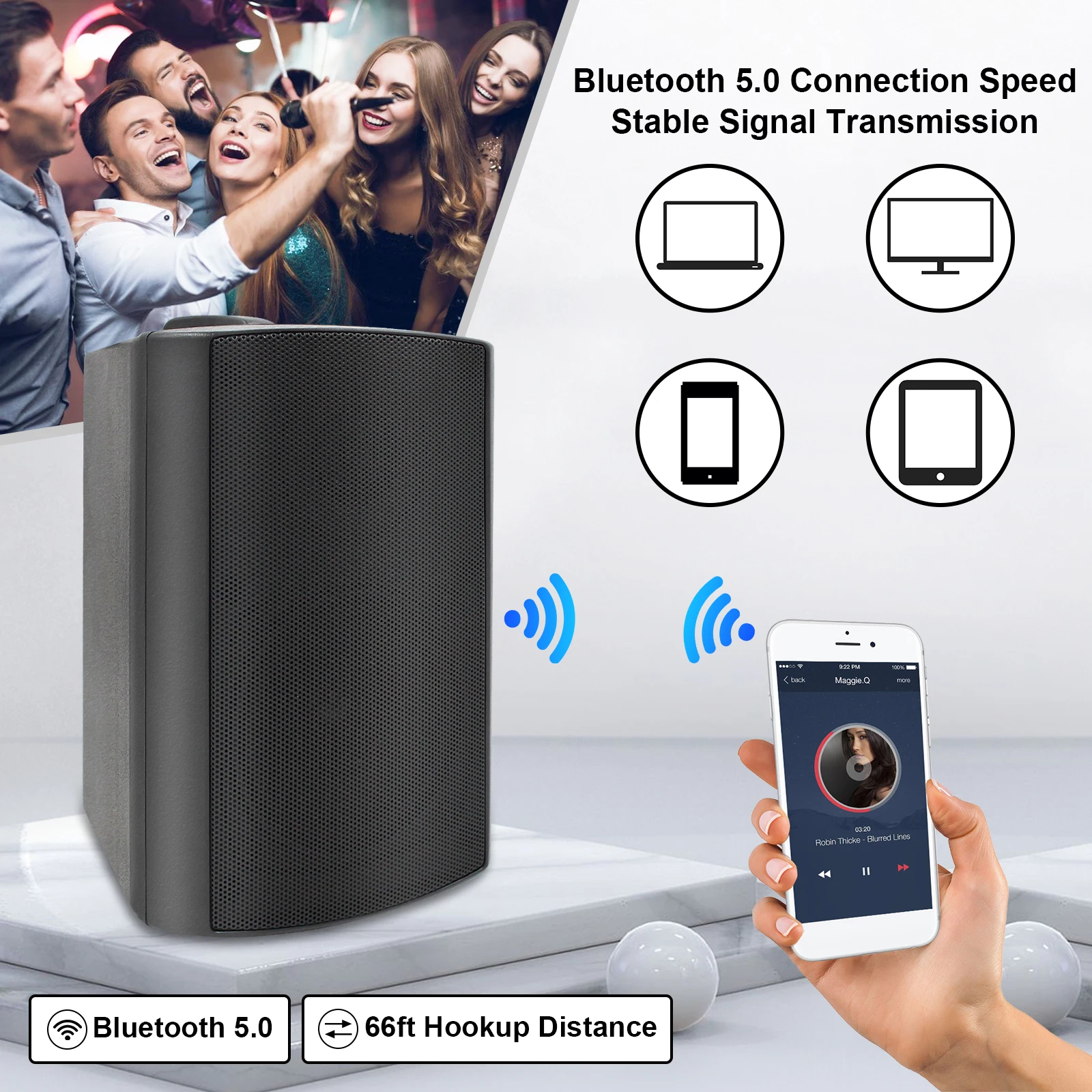 Herdio-Altavoz Bluetooth de 4 pulgadas, Subwoofer estéreo inalámbrico de 200W, música de rango completo, Audio de graves, para cine en casa, 2 pares - imagen 5