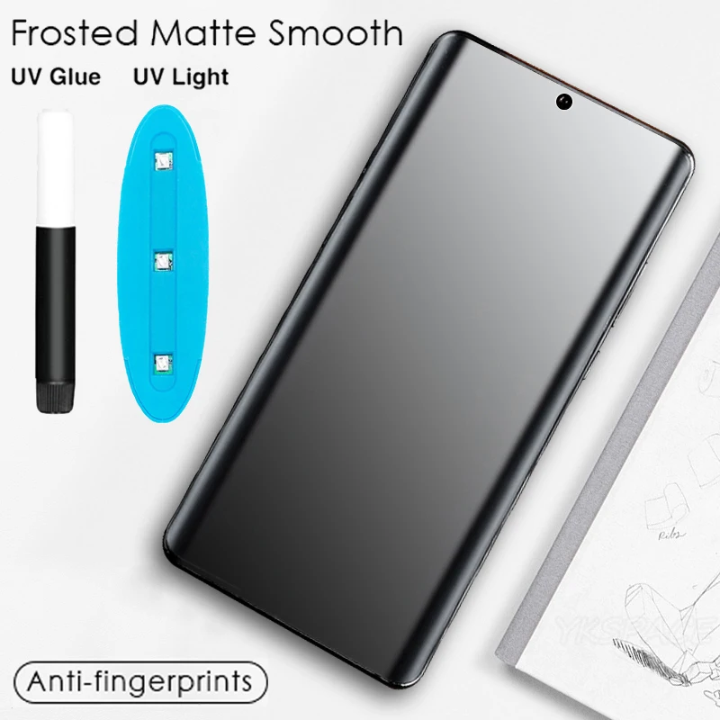 Pegamento completo líquido UV, vidrio templado 3D esmerilado mate para Huawei Mate 20 30 40 50 60 Pro Ultra Protector de pantalla antihuellas - imagen 5