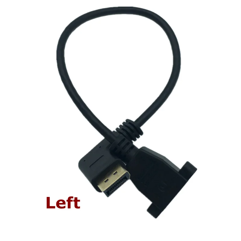 Adaptador de cable de extensión de montaje en panel Displayport, codo de ángulo de 90 grados, 30cm, HD DP, 1,4 V, macho a tornillo de enchufe de autobús, 2K @ 144Hz - imagen 5