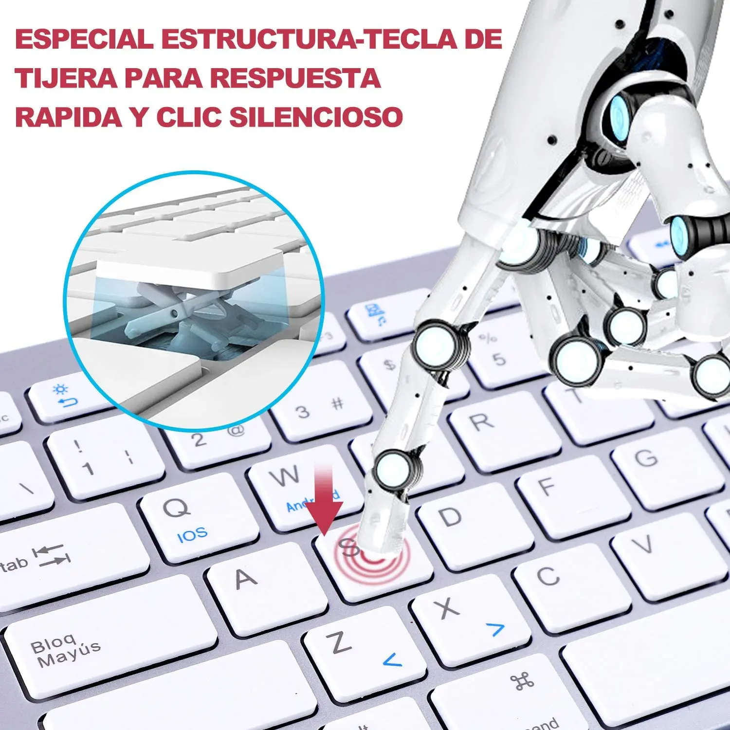 Teclado Bluetooth ultradelgado, teclado inalámbrico compacto, teclado ligero de bajo ruido para ios, windows y android - imagen 3