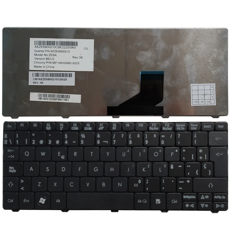 Teclado de ordenador portátil español para Acer Aspire One, 522, 533, 532G, AO532h, 532H, 521, AO522, D260, D270, nuevo