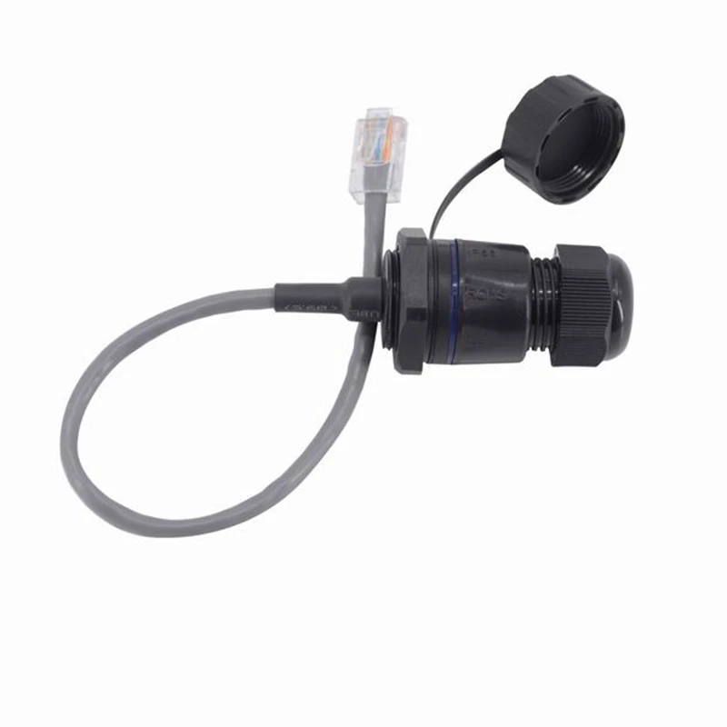 Conector LAN de montaje en Panel RJ45 para exteriores, adaptador de extensión de Cable de red Ethernet Cat5e resistente al agua 8P8C con 2 tapas sin blindaje - imagen 3