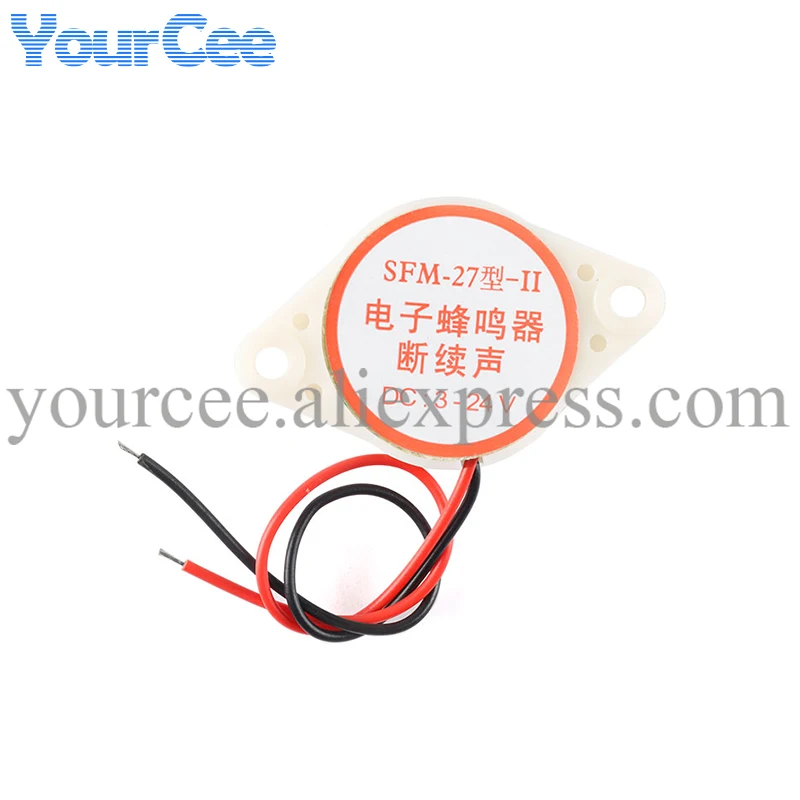 2 uds SFM-27 DC 3-24V alto decibelio zumbador electrónico alarma altavoz sonido intermitente pitido DIY blanco para Arduino - imagen 2