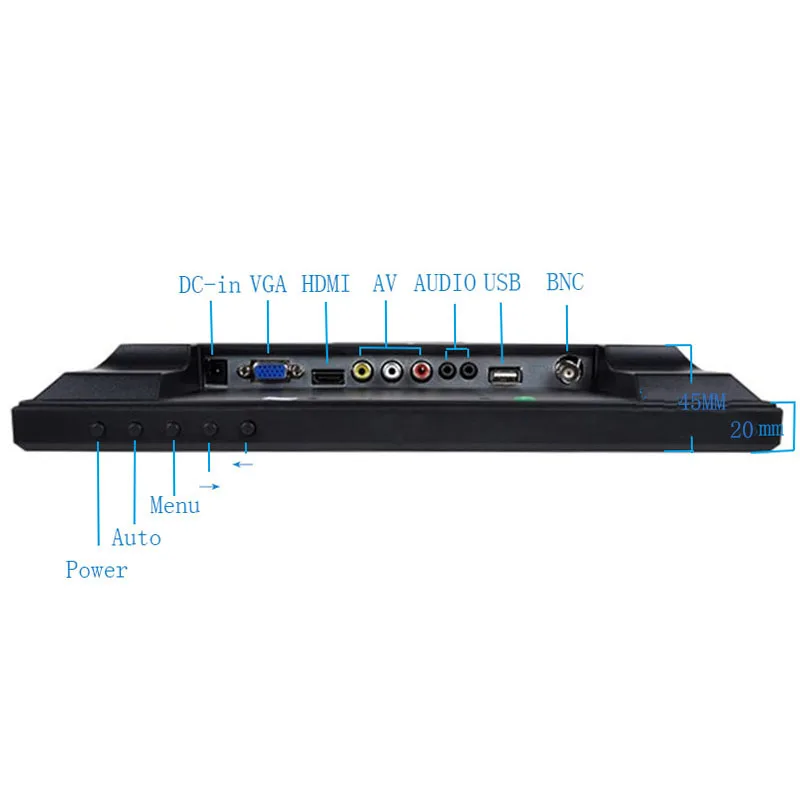 ZHIXIANDA-Monitor de escritorio portátil Industrial Monitor de 12 pulgadas 4:3 BNC HDMI AV VGA USB interfaz para coche pantalla CCTV - imagen 5