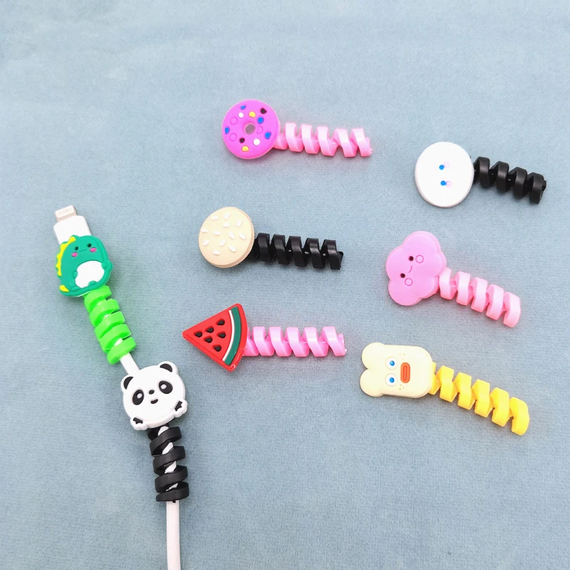 Protector de Cable de dibujos animados para iPhones, enrollador Android tipo c, organizador de Cable de carga USB, protección de línea de datos para auriculares - imagen 3