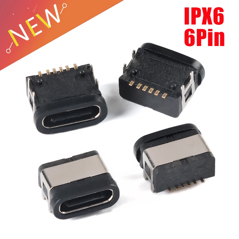 10 uds/2 uds conector USB tipo C hembra tipo C 3A puerto de carga rápida de alta corriente USB-C enchufe de cargador IPX66