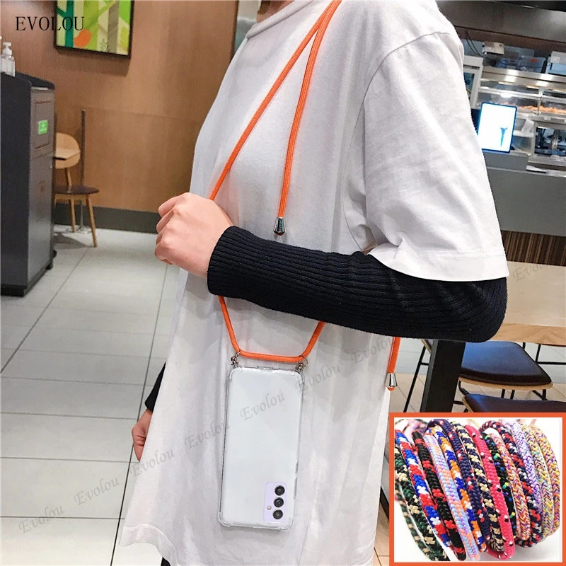 Para Samsung Galaxy A82 5G Quantum 2 collar cruzado cordón funda de teléfono de silicona para Samsung Quantum 2 cubierta transparente a prueba de golpes - imagen 2