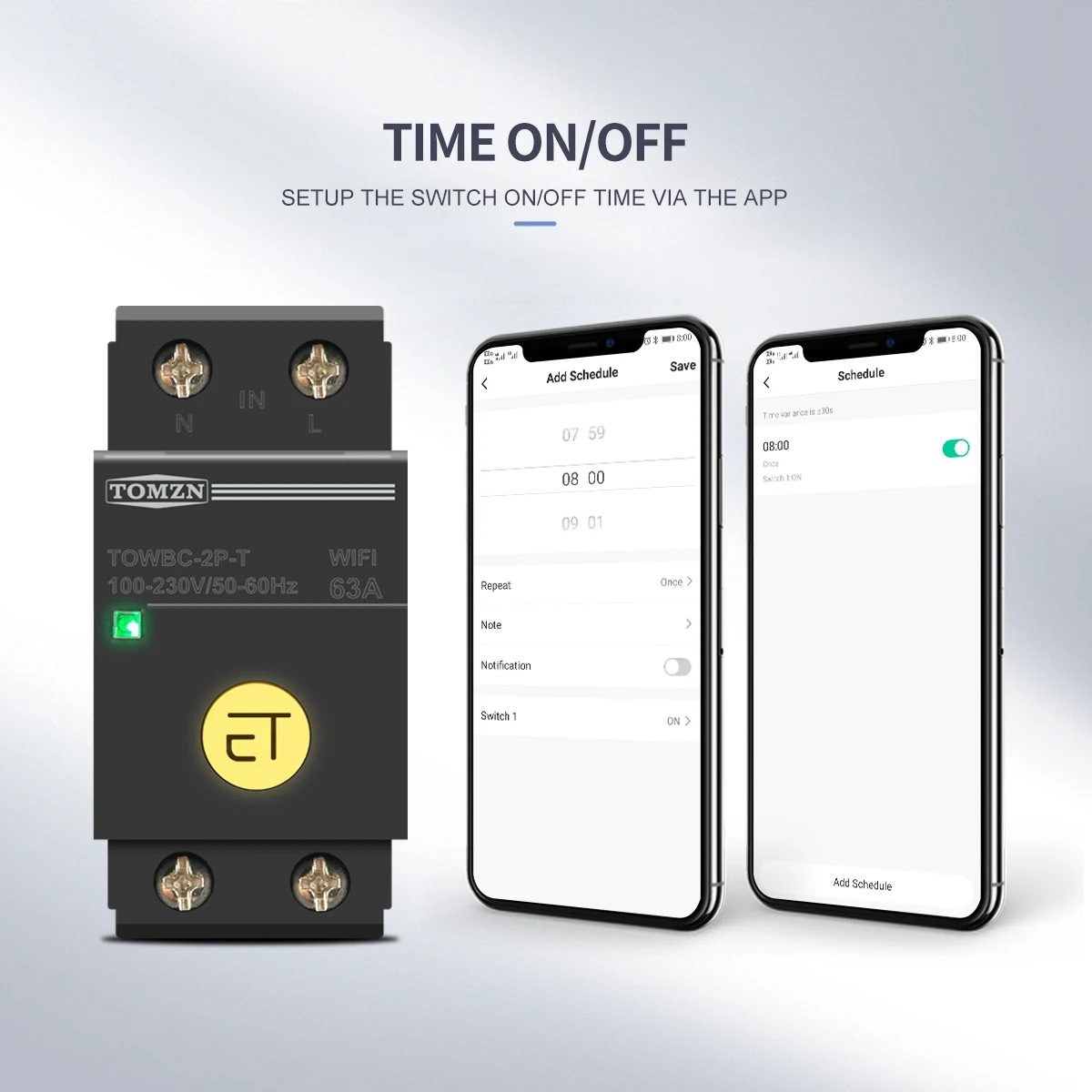 Disyuntor WIFI con carril Din, interruptor inteligente con Control remoto de Smart Life TUYA para hogar inteligente MCB TOMZN Mini TOWBC-4P-T - imagen 4