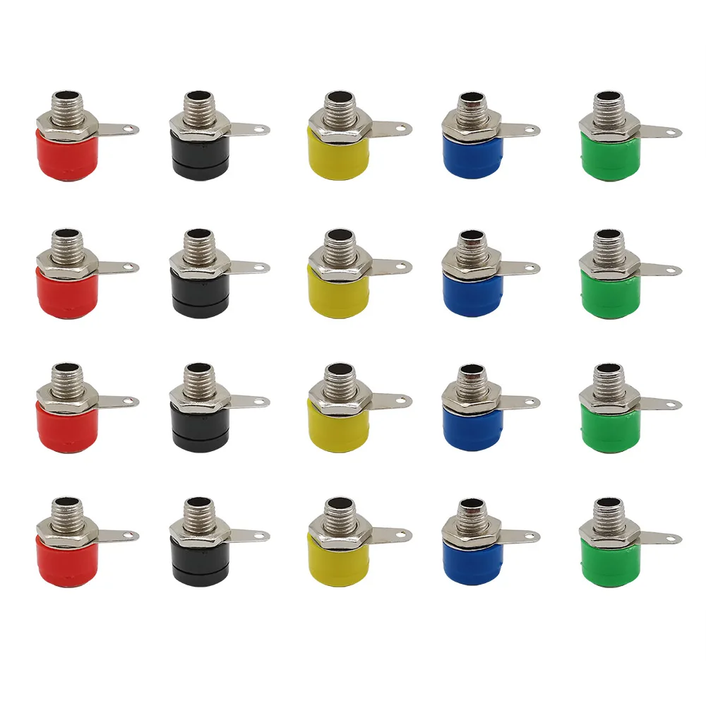 20 piezas conector hembra con conector Banana de 4mm, terminales de Panel de altavoz, adaptador de enchufe Banana en 5 colores