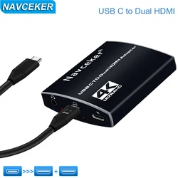 Adaptador USB-C a Doble HDMI 4K para MacBook, Dell XPS y Surface