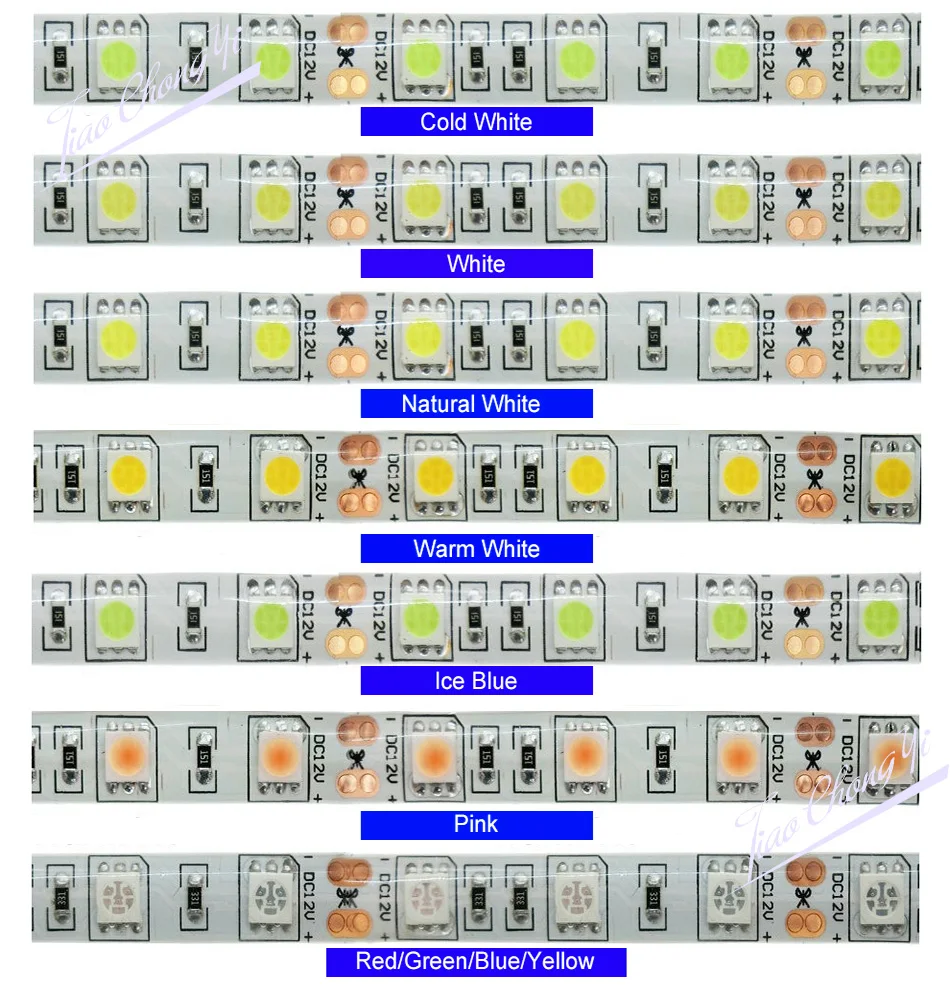 Tira de LED 5050 60 LEDs/m iluminación Flexible para decoración del hogar cinta LED RGB RGBW RGB CCT Blanco/blanco cálido/azul/verde/rojo 5m/rollo 12V - imagen 2