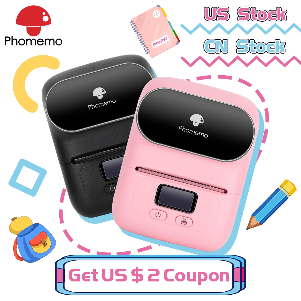 Phomemo-Impresora térmica portátil M110 para etiquetas, máquina de impresión térmica de bolsillo con batería de larga duración, 1500mAh, BT, para negocios y oficina