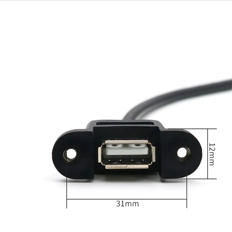 Placa base interna de 9 pines, paso de 2,54mm A puerto Dual USB 2,0 A, Cable de montaje en Panel de bloqueo de tornillo hembra, 30cm - imagen 3