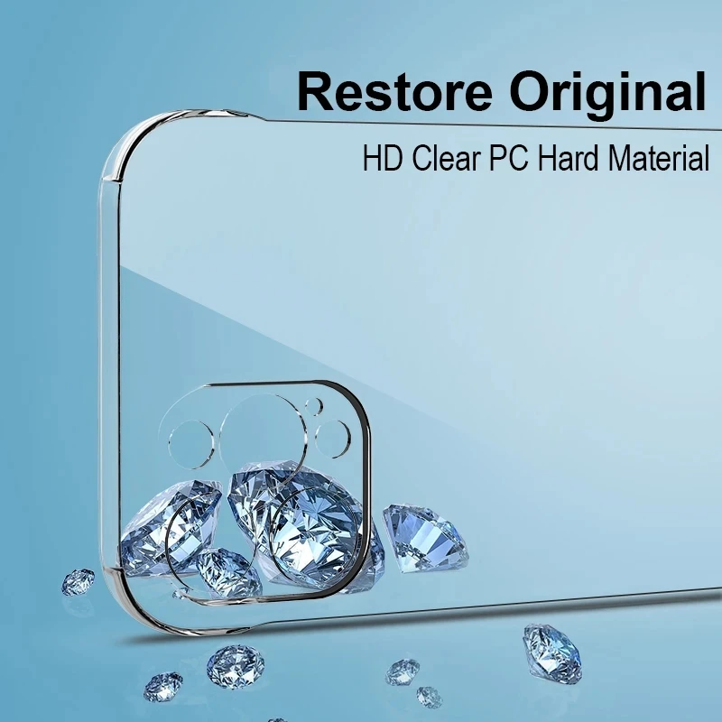 Para iPhone 16 11 13 12 14 15 Pro MAX 12/13MINI XR SE 7 8 PLUS lente de cámara sin marco protectora dura PC funda transparente a prueba de golpes - imagen 5