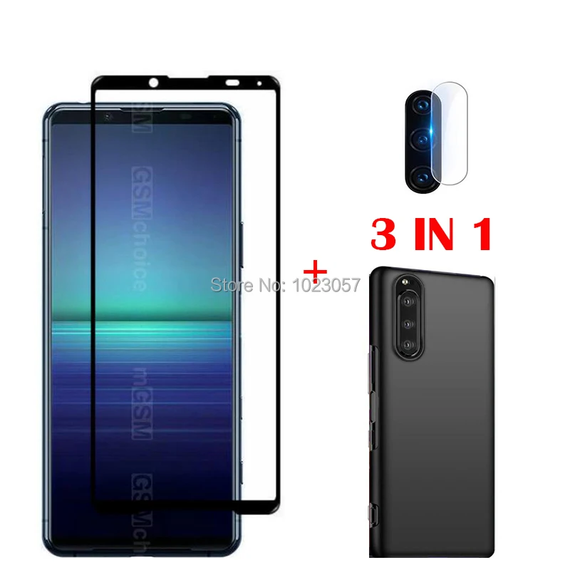 Funda suave 3 en 1 + cámara de vidrio templado para Sony Xperia 5, protector de pantalla de cristal para Sony Xperia 5 1 10 II III Pro-I 2.5D - imagen 2