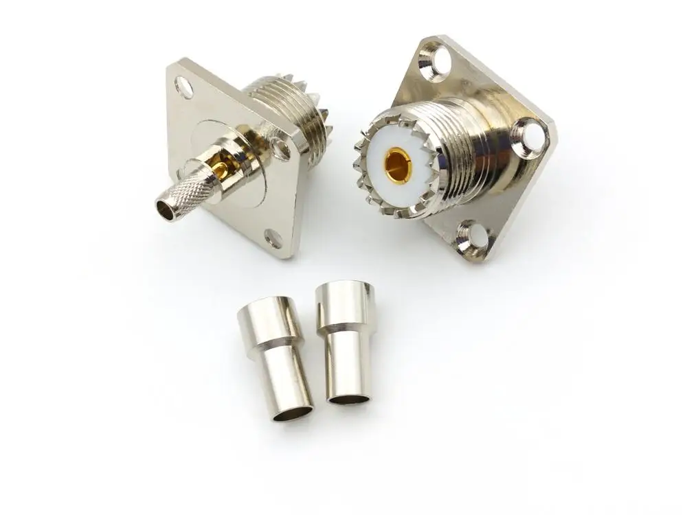 Adaptador de engarce RF para Panel de 4 orificios, accesorio de latón UHF SO239 hembra, LMR195, RG58, RG400, RG142, 10 piezas