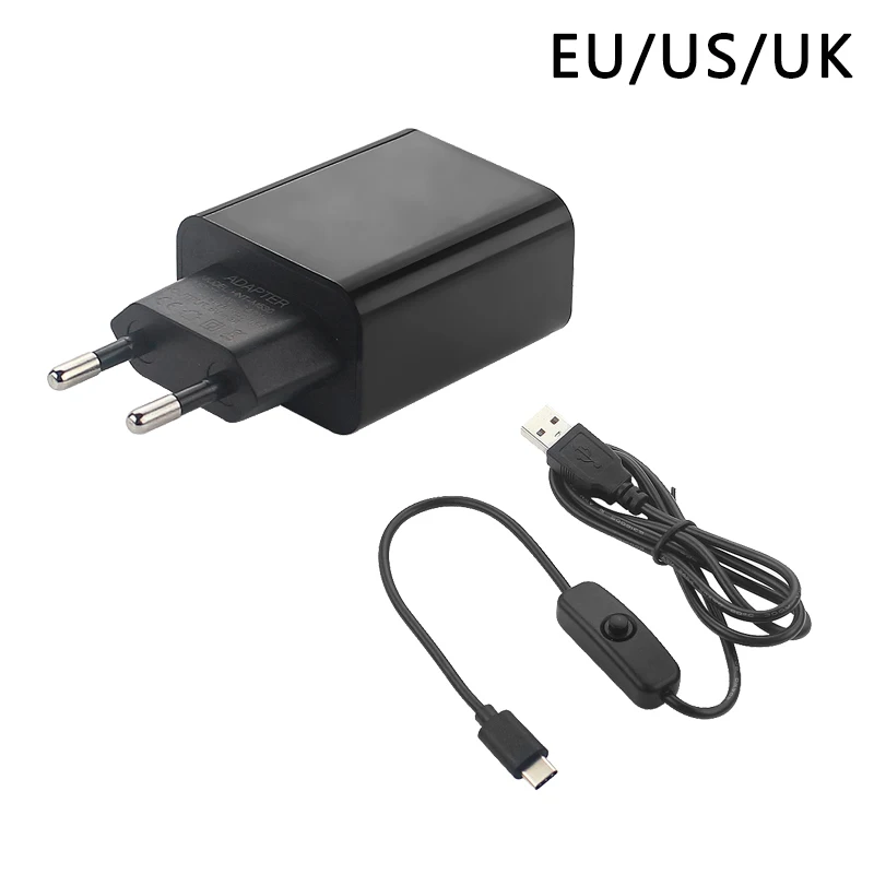 Raspberry Pi 4 fuente de alimentación 5V 3A adaptador de corriente UE EE. UU. Reino Unido SU USB tipo C Cable USB con interruptor de encendido/apagado para Pi 4 naranja Pi 3 4 LTS