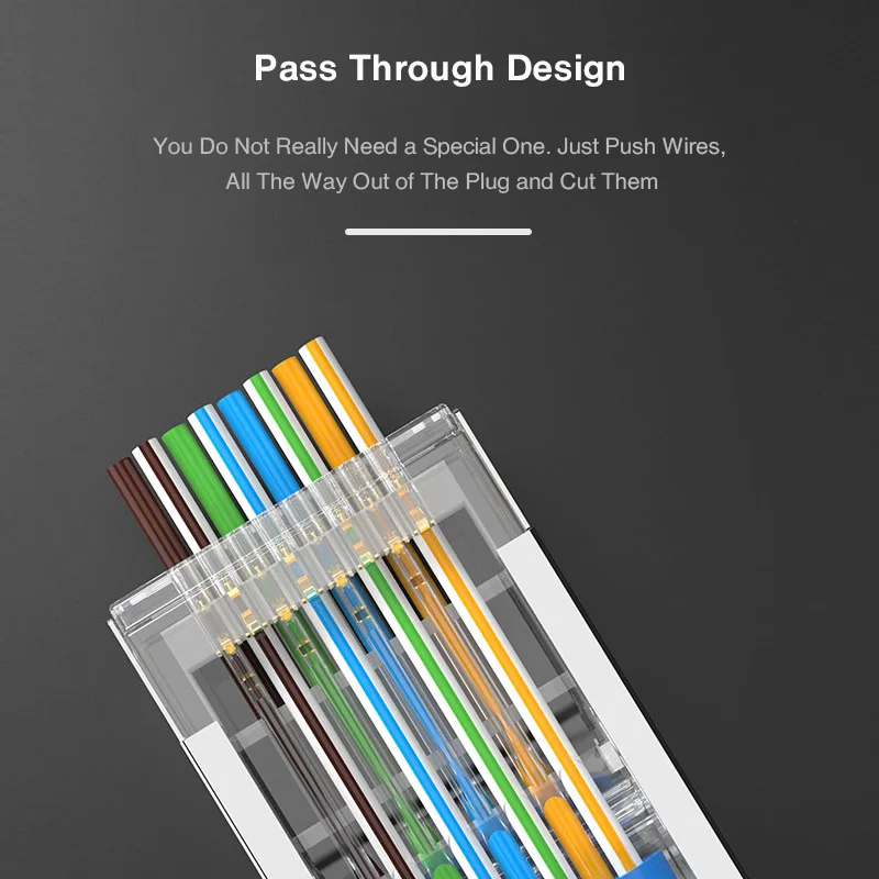 ZoeRax 50 conectores de paso RJ45 Cat6 Cat6A blindados - Extremos Ethernet chapados en oro de 3 clavijas 8P8C para cable de red FTP/STP - imagen 5