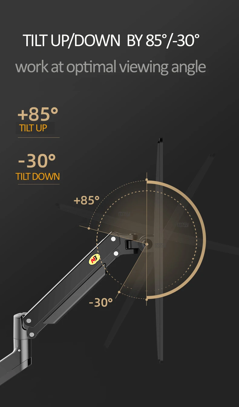 Brazo de resorte de Gas NB G40 G45, soporte para Monitor de escritorio con pantalla de 22-40 pulgadas, rotación 360, 3-12KG, 3-15kg, brazo de montaje para Monitor - imagen 3