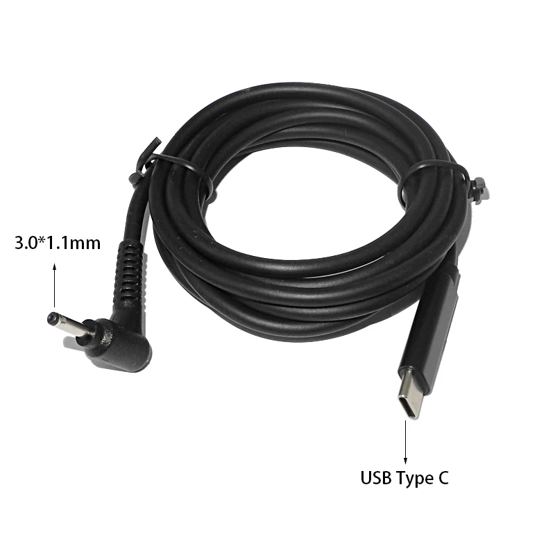 Convertidor de enchufe macho USB tipo C a DC 3,0x1,1mm 3,0x1,1, Cable de carga PD para Acer Aspire 19V, adaptador de corriente para ordenador portátil, 1,5 m, 5 pies