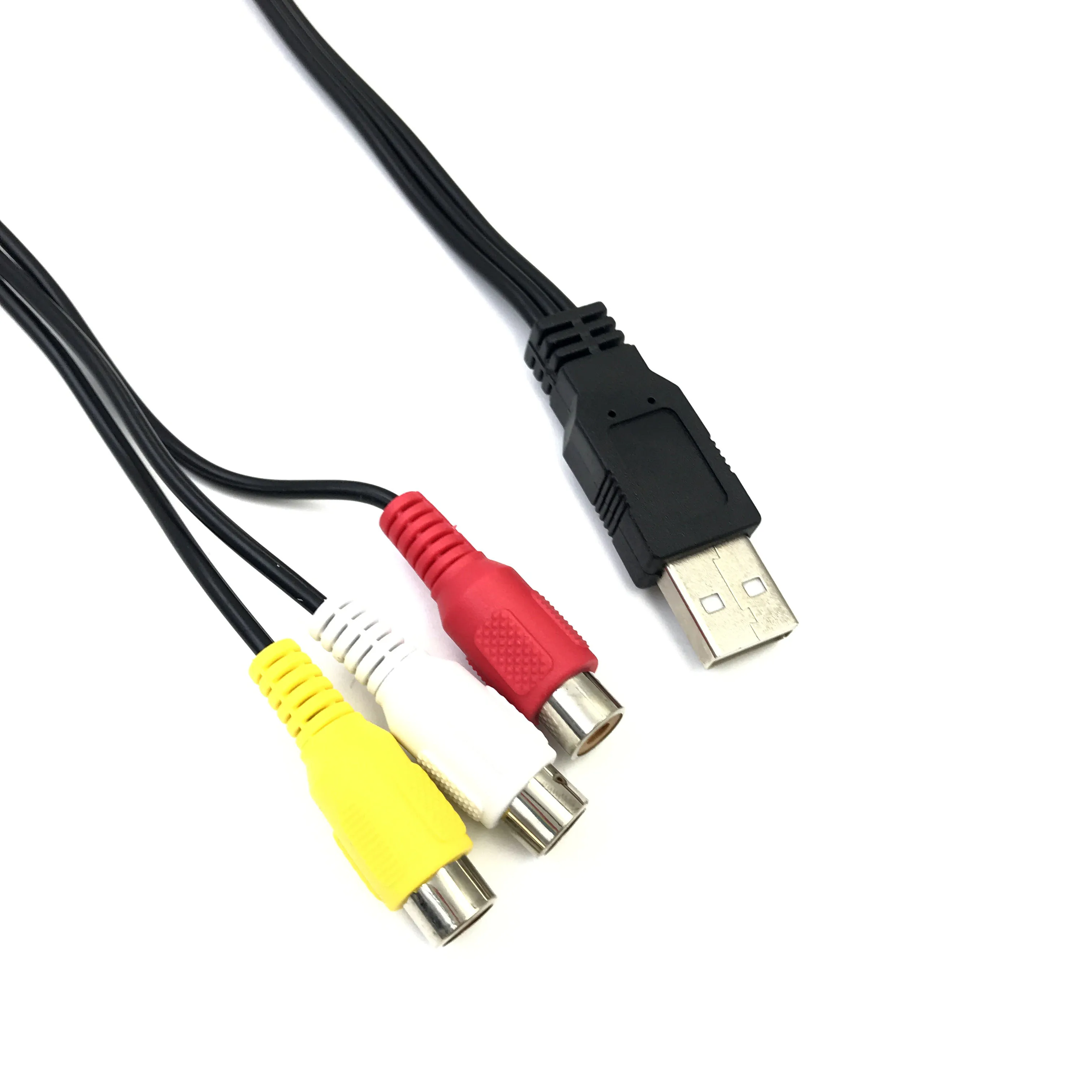 Adaptador de Cable compuesto USB macho a 3RCA RGB hembra AV Audio y Video, convertidor, Conector de componentes, Cable RCA de plomo