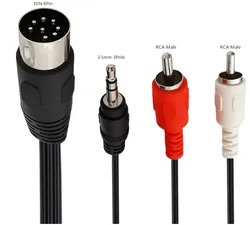 Cable MIDI DIN 8 pines a RCA y Jack 3,5mm 1,8m