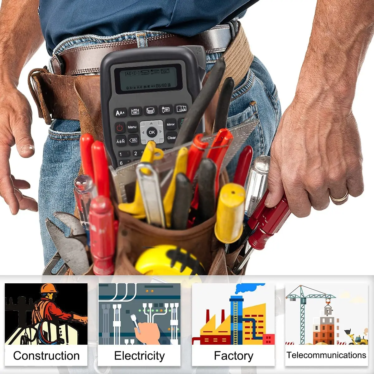 Impresora de etiquetas portátil E1000Pro, máquina de impresión inalámbrica, fabricante de etiquetas, transferencia térmica Industrial, etiquetadora, uso amplio - imagen 4