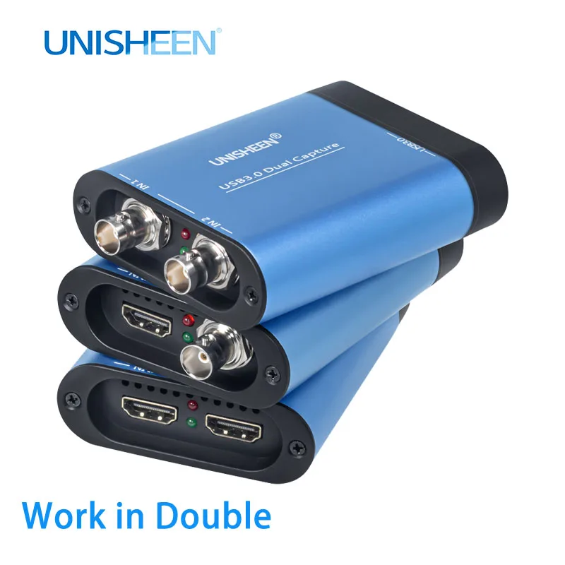 UNISHEEN 2 canales SDI HDMI caja de tarjeta de captura de vídeo USB3.0 60FPS FPGA Grabber Dongle equipo de transmisión de juegos 1080P OBS vMix VJ - imagen 3