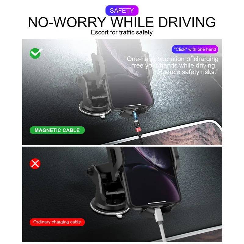 USLION-Cable magnético USB tipo C de carga rápida, Cable micro USB tipo C para teléfono móvil, rotación 360º + 180º - imagen 4